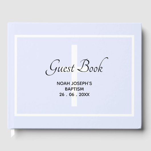 Moderne Zacht Blauw BAPTISM GUEST BOEK (Voorkant)