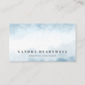 Moderne Zacht Blauw Waterverf Abstracte QR-code Visitekaartje (Voorkant)