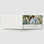 Moderne zachte beige en zilveren trouwfoto gastenboek (Volledig)