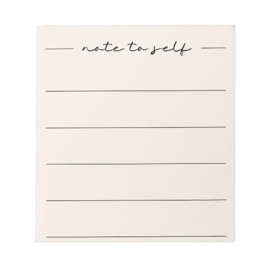 Moderne zachte beige script gelinieerd notitieblok (Voorkant)