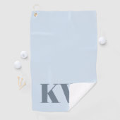 Moderne Zachte Blauwe Monogram Beginletters Gepers Golfhanddoek (Insitu)