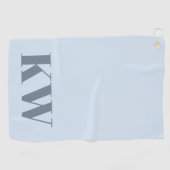 Moderne Zachte Blauwe Monogram Beginletters Gepers Golfhanddoek (Horizontaal)