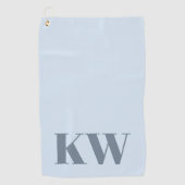 Moderne Zachte Blauwe Monogram Beginletters Gepers Golfhanddoek (Voorkant)