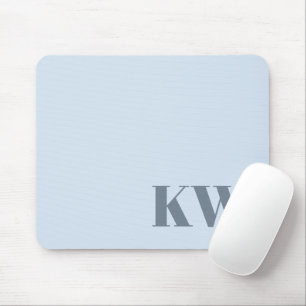 Moderne zachte blauwe monogram beginletters gepers muismat