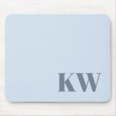 Moderne zachte blauwe monogram beginletters gepers muismat (Voorkant)