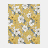 Moderne Zachte Gele Bloem Witte Bloempatroon Fleece Deken (Voorkant)
