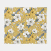Moderne Zachte Gele Bloem Witte Bloempatroon Fleece Deken (Voorkant (Horizontaal))