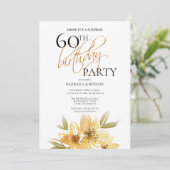 Moderne Zachte Gele Bloemen Verrassing 60ste Verja Kaart (Staand voorkant)