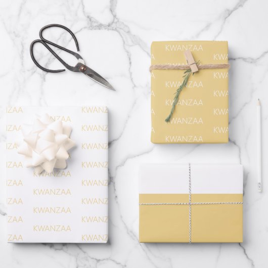 Moderne zachte gele en witte Kwanzaa Inpakpapier Vel (Voorkant)