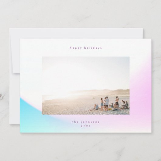 Moderne zachte gradiënt minimalistische kersthemel feestdagenkaart (Voorkant)