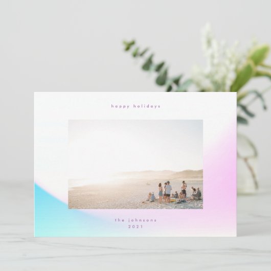 Moderne zachte gradiënt minimalistische kersthemel feestdagenkaart (Staand voorkant)