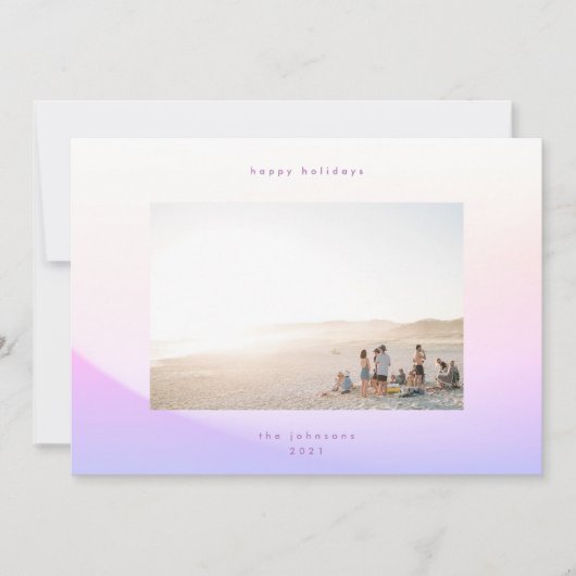 Moderne zachte gradiëntminimalistische kerst geluk feestdagenkaart (Voorkant)