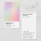 Moderne zachte holografische gradiënt wit minimali visitekaartje (Voorkant / Achterkant)