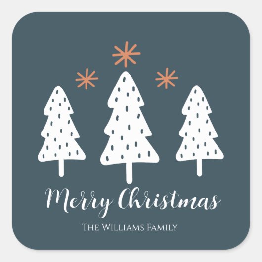 Moderne zachte kerstbomen vierkante sticker (Voorkant)