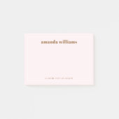 Moderne zachte lichtroze aangepaste naam en tekst post-it® notes (Voorkant)
