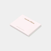 Moderne zachte lichtroze aangepaste naam en tekst post-it® notes (Schuin)
