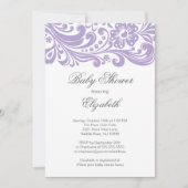 Moderne Zachte Paarse Floral Swirl Baby shower Kaart (Voorkant)