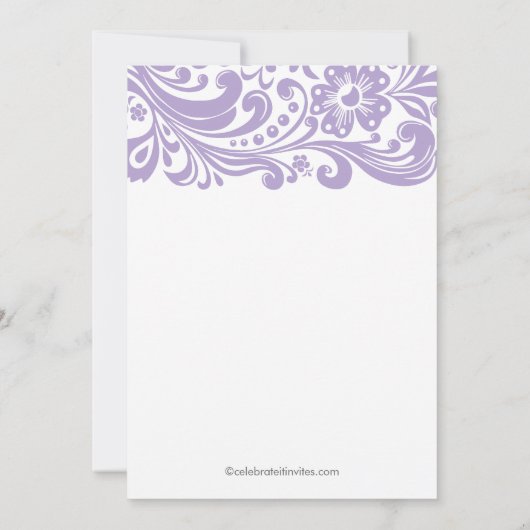 Moderne Zachte Paarse Floral Swirl Baby shower Kaart (Achterkant)