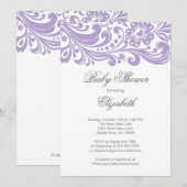 Moderne Zachte Paarse Floral Swirl Baby shower Kaart (Voorkant / Achterkant)