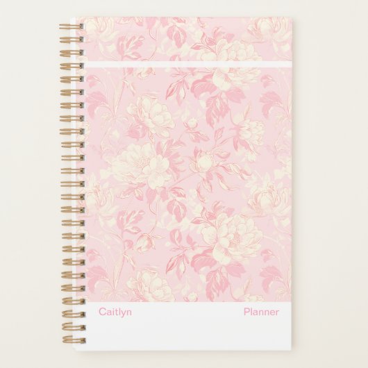 Moderne Zachte Perzik Bloem Planner (Voorkant)