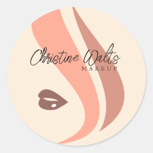 Moderne zachte perzik- en aardetinten Make-up Arti Ronde Sticker