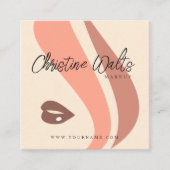 Moderne zachte perzik en aardse make-up artist QR Vierkante Visitekaartje (Voorkant)