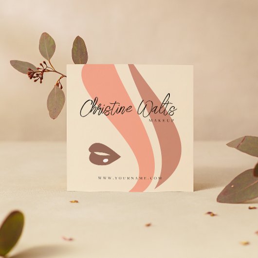 Moderne zachte perzik en aardse make-up artist QR Vierkante Visitekaartje