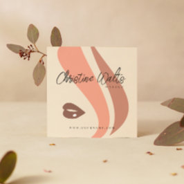 Moderne zachte perzik- en aardse visagist QR Vierkante Visitekaartje