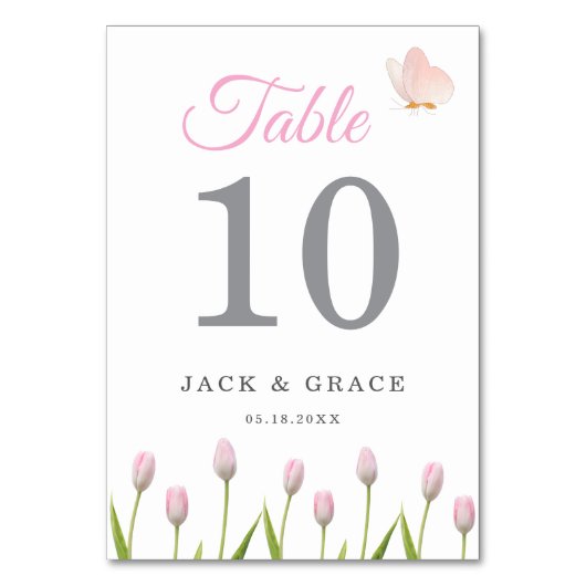 Moderne zachte roze bloem en vlinder  Zomer  Trouw Kaart (Voorkant)