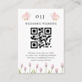 Moderne zachte roze bloem- en vlinderthema zomerhu informatiekaartje