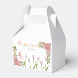 Moderne zachte roze bloemen & vlinder Zomer Huweli Bedankdoosjes