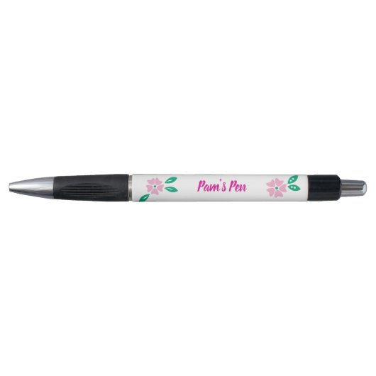 Moderne zachte roze bloemennaam pen (Voorkant)