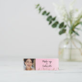 Moderne zachte roze botanische foto script QR-code Contactkaartje (Staand voorkant)