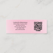 Moderne zachte roze botanische foto script QR-code Contactkaartje (Achterkant)