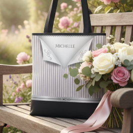 Moderne zachte roze bruidsfeest streepjes bruidsme tote bag