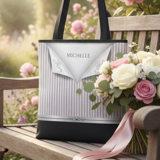 Moderne zachte roze bruidsfeest streepjes bruidsme tote bag