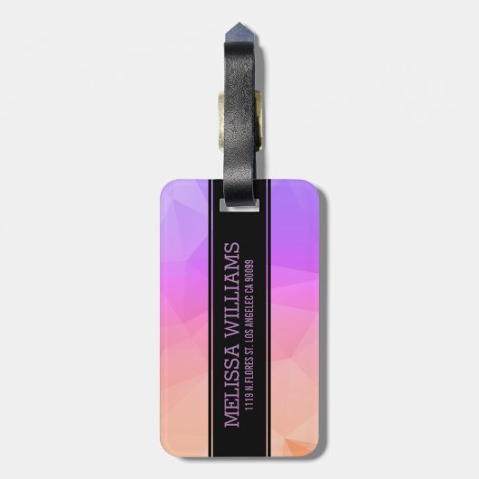 Moderne Zachte Roze & Lavender Geometric Pattern Bagagelabel (Achterkant verticaal)