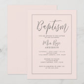 Moderne zachte roze meisje doop kaart (Voorkant / Achterkant)