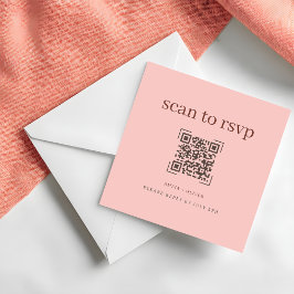 Moderne zachte roze QR-code trouwkaart online RSVP Notitiekaartje