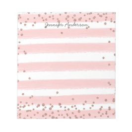 Moderne zachte roze streep gouden confetti persona notitieblok