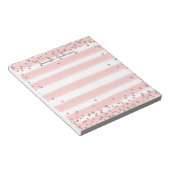 Moderne, zachte roze Stripe Gold Confetti personal Notitieblok (Schuin)