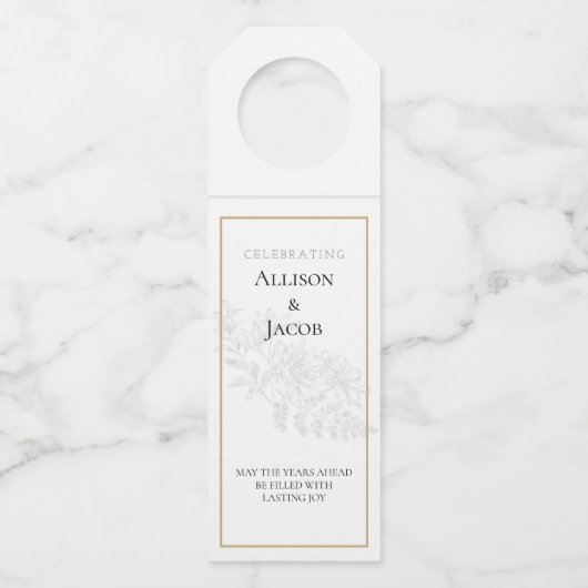 Moderne zachte saliegroene bloemsimplex flessenhanger (Voorkant)