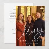 Moderne zachte script, Prettig kerstfeest familie Feestdagenkaart (Voorkant / Achterkant)