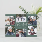 Moderne, zachte scriptpagina 6-foto-kerstcollage feestdagenkaart (Staand voorkant)