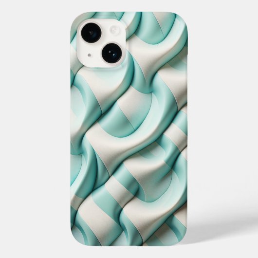 Moderne zachte turquoise en witte geometrische gol Case-Mate iPhone case (Achterkant)