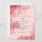 Moderne zachte Waterverf rode ombre bruiloft Kaart (Voorkant)
