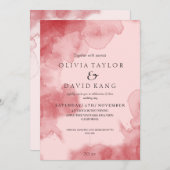 Moderne zachte Waterverf rode ombre bruiloft Kaart (Voorkant / Achterkant)