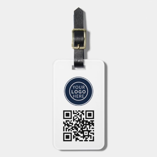 Moderne Zakelijk Logo en QR Code Promotie Bagagelabel (Voorkant verticaal)