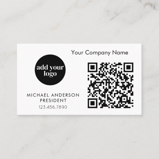 Moderne zakelijke aangepaste Logo en QR-code Visitekaartje (Voorkant)