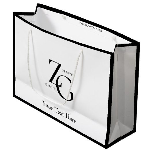 Moderne Zakelijke Aangepaste Logo | QR Code Minima Groot Cadeauzakje (Voorkant Gekanteld)